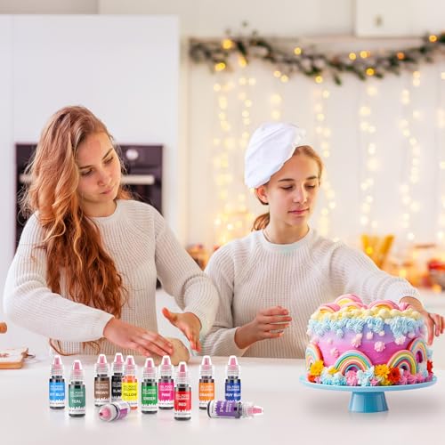 Image of Gel Food Coloring 12 Colors Set for Cake Decorating,Cherrysea Edible Food Dye for Halloween Baking Royal Icing Cookie Supplies Gluten Free Food Grade Food Coloring Gel Kits, 0.25 Fl. Oz /Bottles