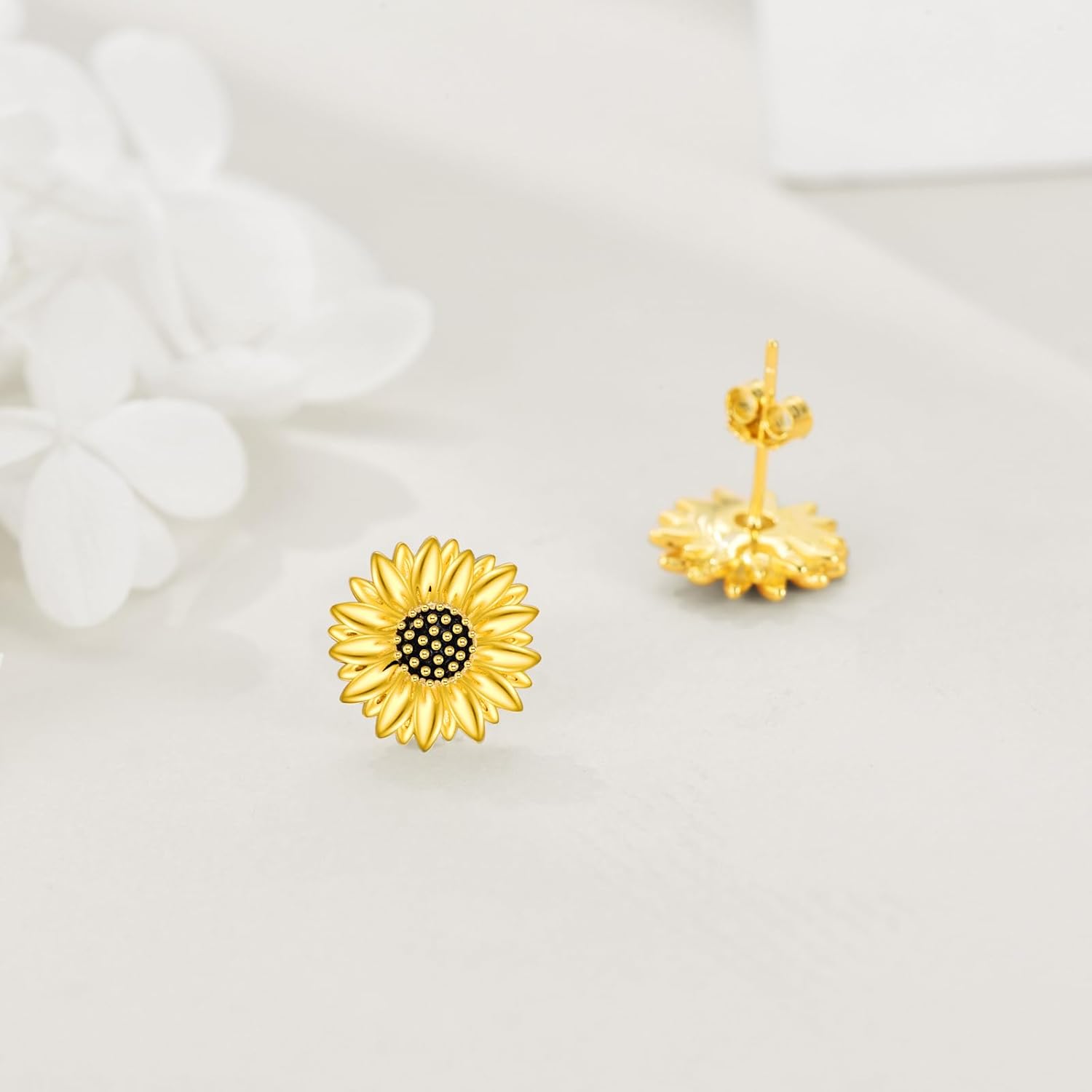 Gold Sunflower Earrings for Women 925 Sterling Silver Flower Studs You Are My Sunshine Jewelry Birthday Gifts Anniversary for Wife