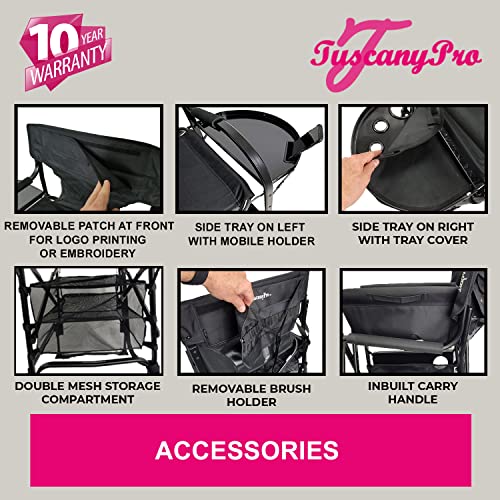 Tuscany Pro Portable Makeup Artist & Hairstylist Chair - Perfect For Makeup, Salons, Movie Sets - Italian Design - Adjustable Seat Height - Carry Bag Included #TOP4