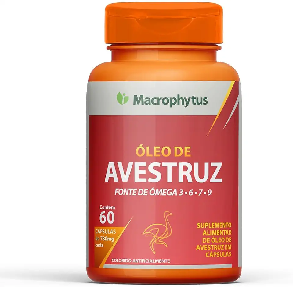 Óleo de Avestruz 500mg 60 cápsulas (Ômega 3, 6, 7 e 9)