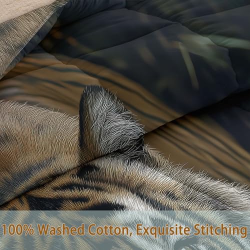 Edredón de verano gris 135x200 de algodón lavado con diseño de tigre 7