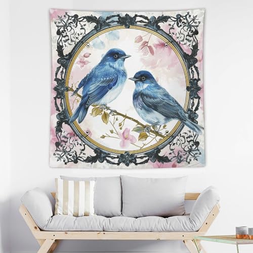 Tapisserie murale oiseaux et dentelle couverture suspendre deco salon chambre