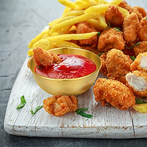 Hemoton 4Pcs Stainless Steel Dip Bowls Round Seasoning Dishes Sushi Dipping Bowl Saucers Bowl Mini Appetizer Plates Seasoning Dish Saucer Plates Gold #TOP1