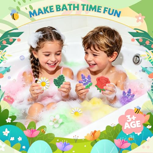 SUYFEIFAN Bath Bombs for Kids Flower Shaped, STEM 6 Pack Natural Organic Handmade Fizzy Bath Bomb, for Home Bath Fun, Daily Reward & Holiday Gifts Boys Girls — view 3