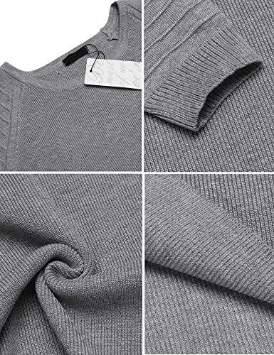 Jinidu Men's Cable Knit Jumper Sweater Long Sleeve Crew Neck Pullover Top #TOP3