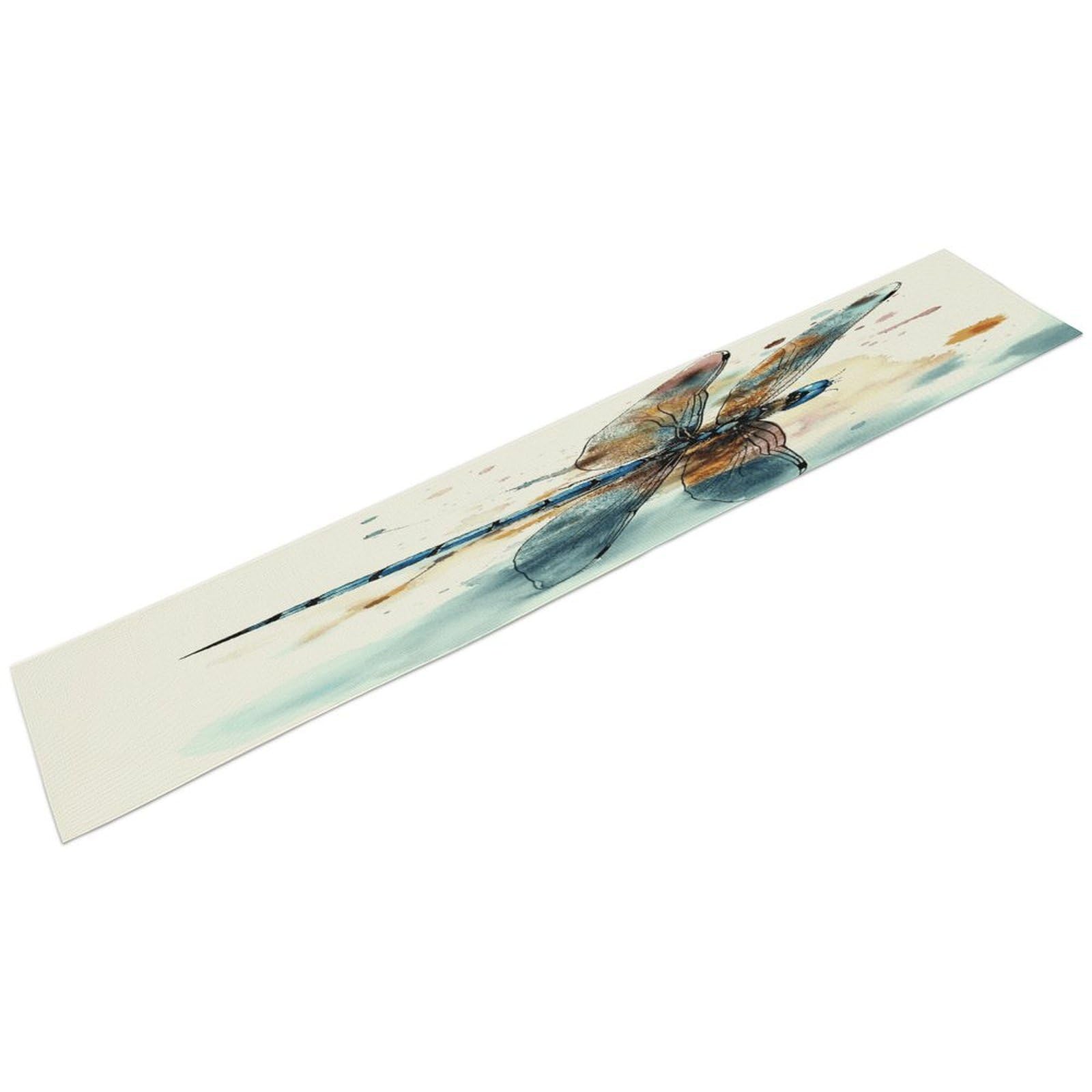Watercolour Dragonfly Table Runner Kitchen Dining Decoration Tablemat Fashion Linen Tables Runner Farmhouse Style Tables Runners for Home Party Indoor Table Runnes 13.4x72.4 Inch