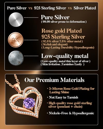 Image of CDE S925 Birthstone Heart Pendant Necklaces Jewelry Gifts for Wife