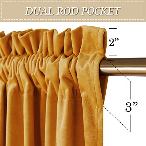 Image of RYB HOME Gold Velvet Curtains 84 inches 2 Panels Set - Plush Soft Modern Decorative Drapes Thermal Insulted Window Treatment Panels for Bedroom Living Room Dining Room, W42 x L84 | ThermaL Insulted, Window Treatment, Panels, for Office & Nursery, W42 x L84