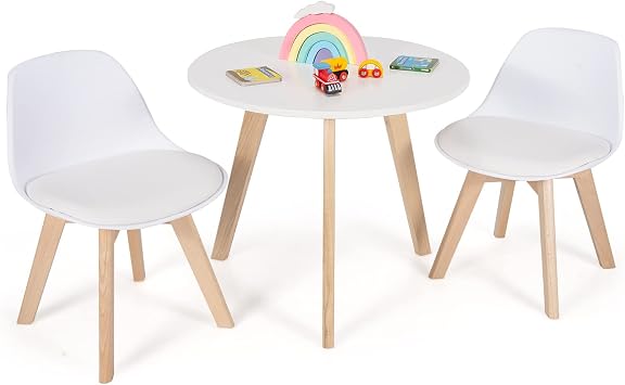 KOTEK Kids Table and Chair Set, Kids Activity Table and 2 Chair with Padded Seat for Ages 3-8, Toddler Table Set for Playroom, Kindergarten, Bedroom