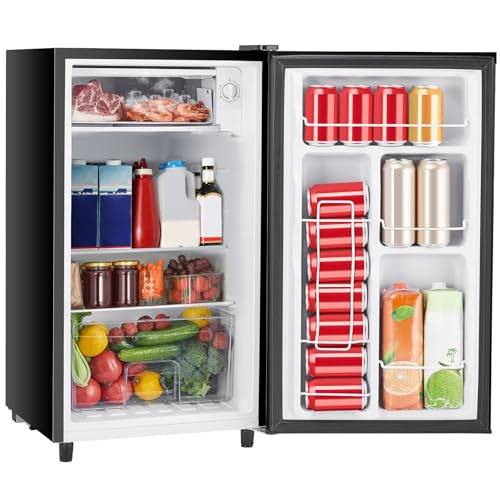 Image of Sweetcrispy 3.2 Cu.Ft Mini Fridge with Freezer, 2 Door Small Refrigerator with Adjustable Thermostat Energy-efficient Low Noise, Compact Fridge for Bedroom, Office, Dorm, Black