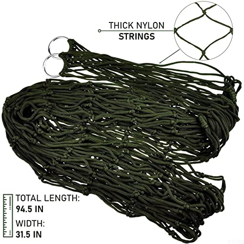 Mesh Rope Hammocks For Outside - Sleeping Hammock Nylon Camping - Hammock Large Weight Limit Swing Mesh Hammock - Large Hammocks For Outside Nylon Hammocks Dark Green #TOP1