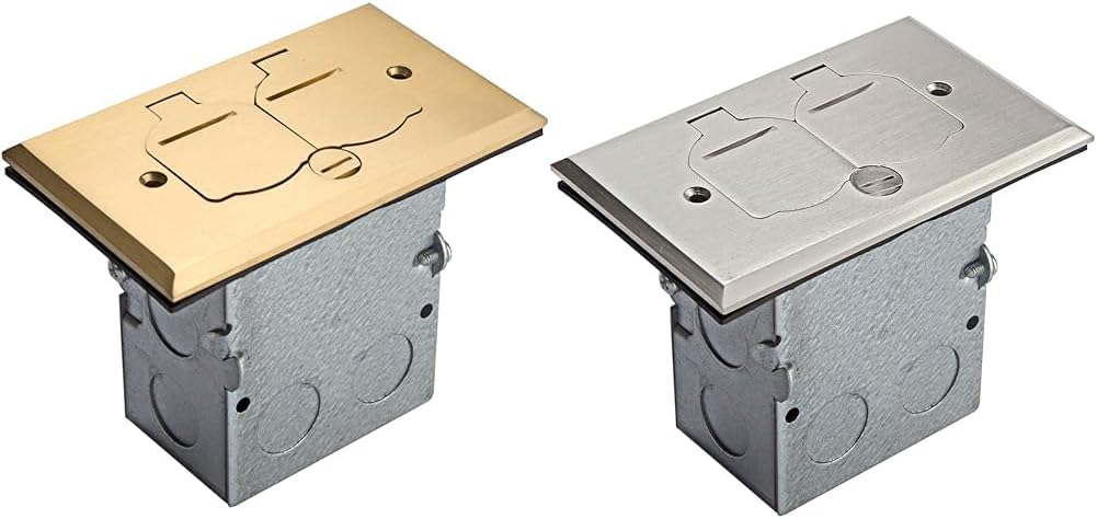 ENERLITES Flip Lid Cover Floor Box Kit with 20A Tamper-Weather Resistant Receptacle Outlets, 1-Gang 5" x 2.87" Cover, Watertight Gaskets, 975507-C and 975507-S