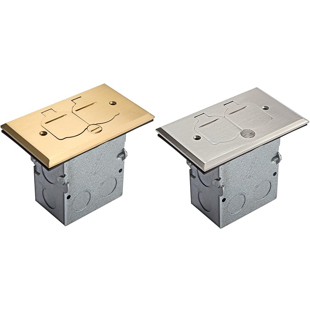 ENERLITES Flip Lid Cover Floor Box Kit with 20A Tamper-Weather Resistant Receptacle Outlets, 1-Gang 5" x 2.87" Cover, Watertight Gaskets, 975507-C and 975507-S