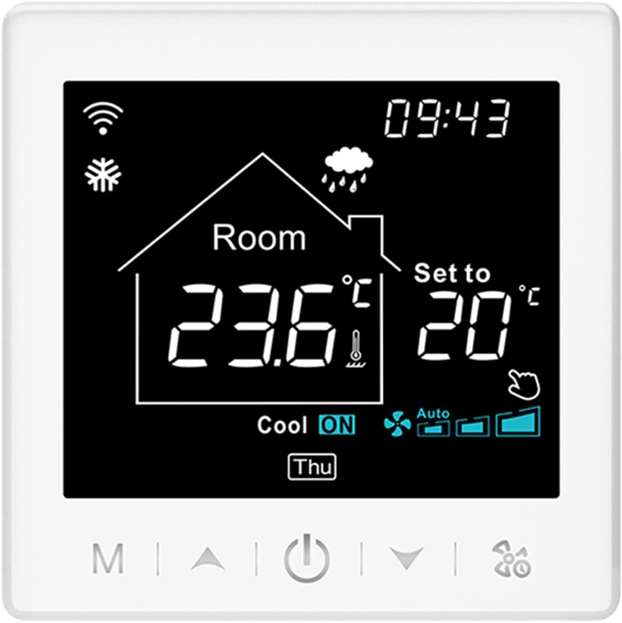Thermostat,ERYUE Ventiloconvecteur Intelligent pour Thermostat de