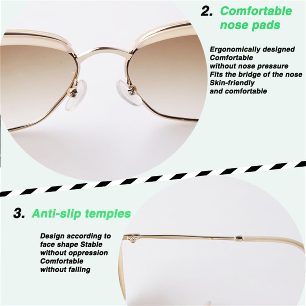 Occhiali da sole retrò irregolari in metallo per PC Occhiali da sole quadrati femminili con mezza montatura Lenti a specchio