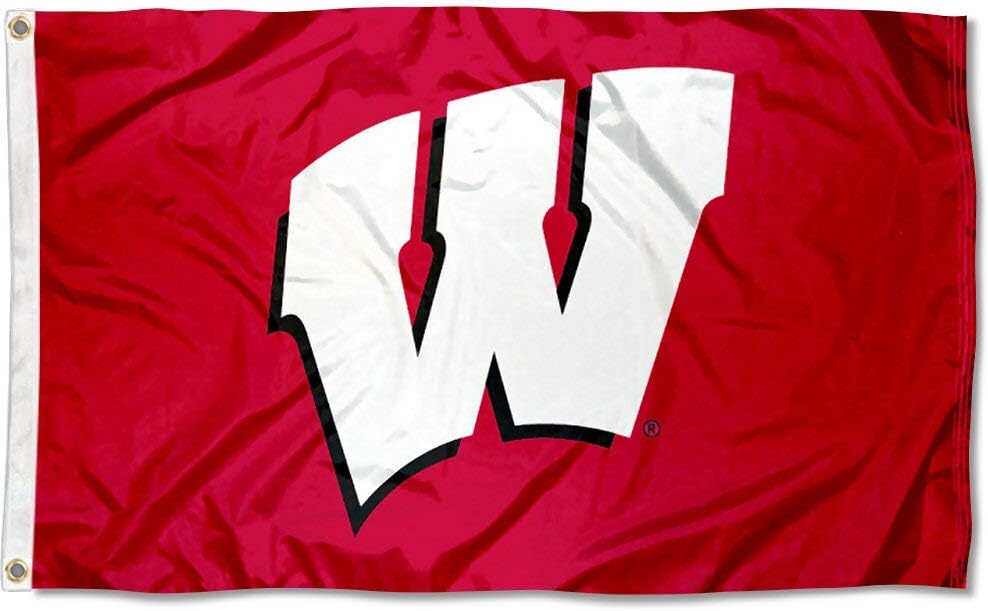 College Flags & Banners Co. University of Wisconsin Large and USA Flag 3x5 Set