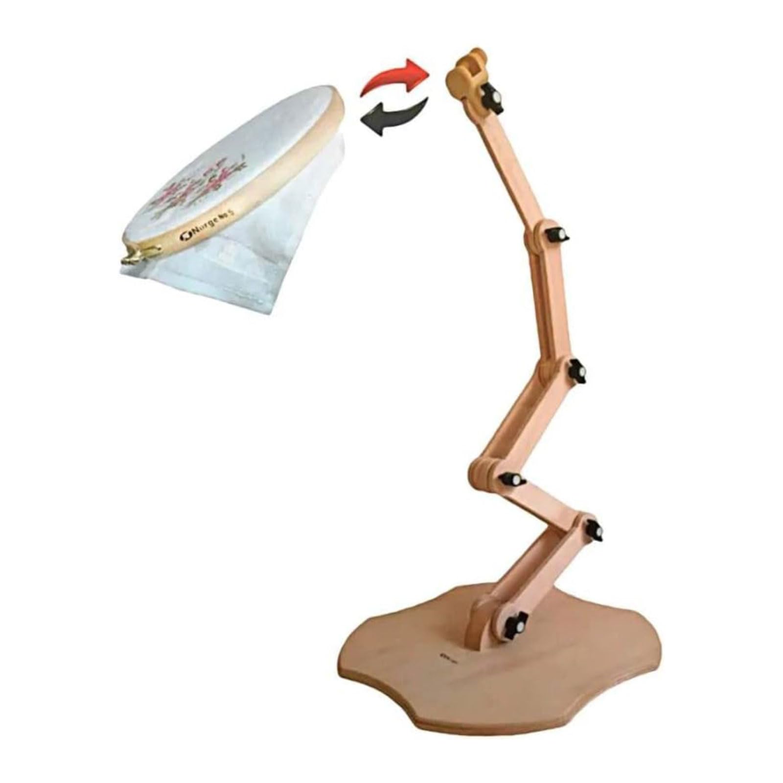 Soporte de bordado Soporte de aro de bordado, soporte de mesa de bordado ajustable, hecho de madera natural pulida a mano, ideal para bordado a mano Punto de cruz
