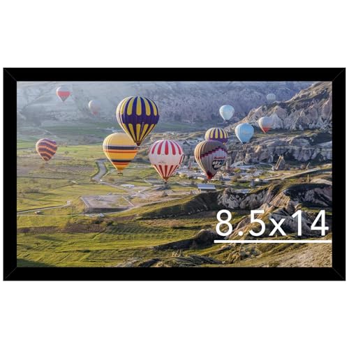 Image of JCJMY 8.5x14 Picture Frame Black for Wall Hanging, Wall Mounting Horizontally or Vertically, 8.5 x 14 Wall Gallery Poster Photo Frame with Shatter Resistant Plexiglass, Black