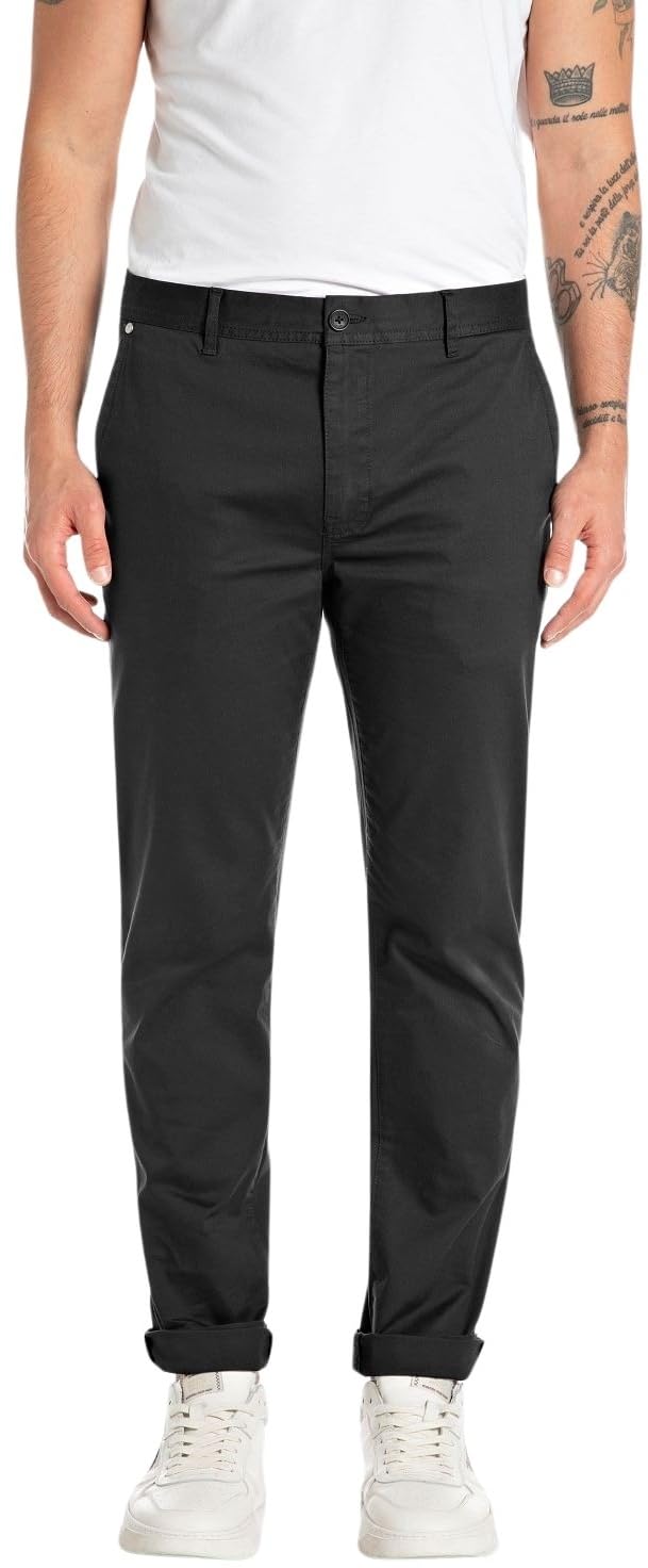 REPLAY Adult M9998 .000.84905 Pants, Black 098, 31W / 34L