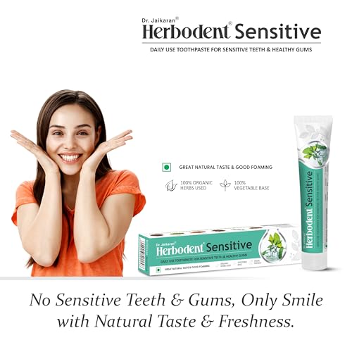 Image of Sensitive Toothpaste for Enamel Repair & Cavity Protection, Fluoride Free, Sensitive Care with Natural Mouthwash & Gum Strengthening Herbs - Clove, Tomar & more (Mint, 185g - Pack of 1)