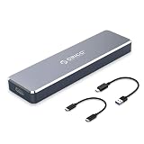 ORICO NVME Geäuse SSD M.2 USB Adapter USB 3.1 Gen2 10 Gbit/s auf M.2 festplattengehäuse für PCIe NVMe M-Key/B+M-Key 2230/2242/2260/2280 SSD USB-C USB-A,Unterstützt UASP und Trim,Aluminium Grau