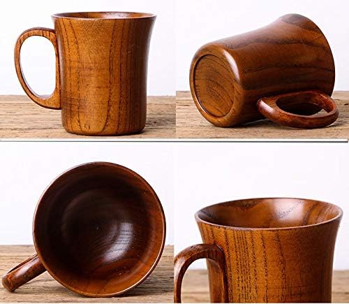 HomeImpel Handmade Wooden Coffee Cup Tea Cups Drinking Wood Mug with Handle for Beer/Coffee/Milk (Typ 2) - Image 3