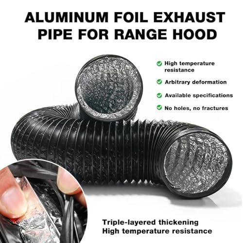 Image of HASTHIP 6 Inch 6.5 Feet Chimney Exhaust Pipe - Flexible Expandable Dryer Vent Hose with Free Hose Clamps Air Ducting PVC Aluminum Foil for HVAC Ventilation-Black