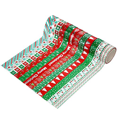 12 Rolls Christmas Washi Tapes Washi Masking Decorative Tape Christmas-Themed Adhesive Tapes for DIY Craft Scrapbook Decoration Supplies