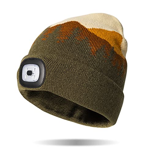 Image of Classic Rechargeable LED Warm Knit Beanie Head Light Hat Headlamp for Outdoor Activities