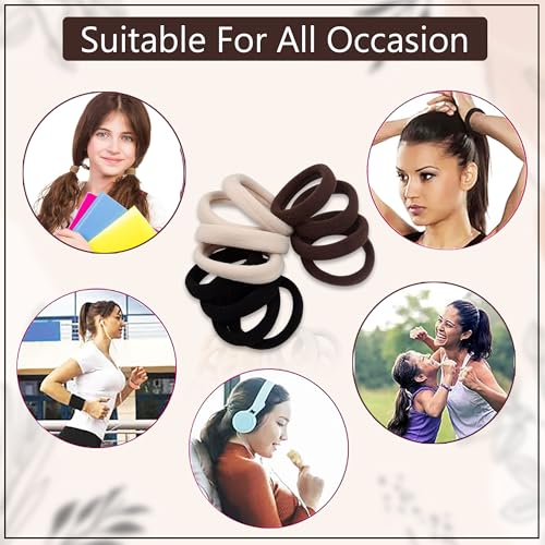 Image of GLUN Hair Rubber, Dark Colours Headband Hair Accessories, Women Hair Bands for Girls Headwear Don't Hurt Hair Bands 100 Pieces Pack