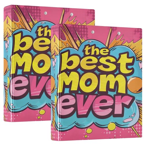 Best Mom Ever Pink 1.5 in 3 Ring Binder D-Ring Binders 2 Pack