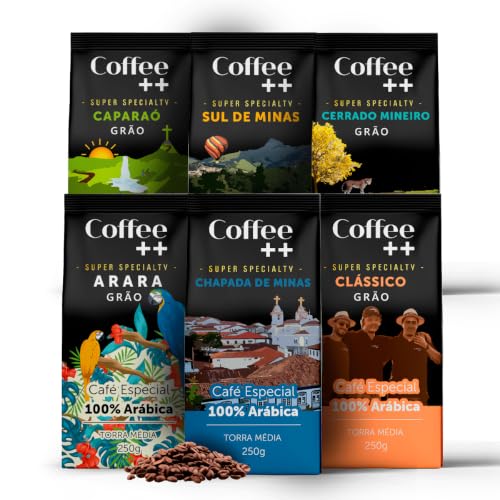 Kit 6 Pacotes Café Especial em Grãos Coffee Mais Variedades: Cerrado, Sul de Minas, Arara, Caparaó, Chapada e Clássico - 100% Arábica (6x250g), foto 1