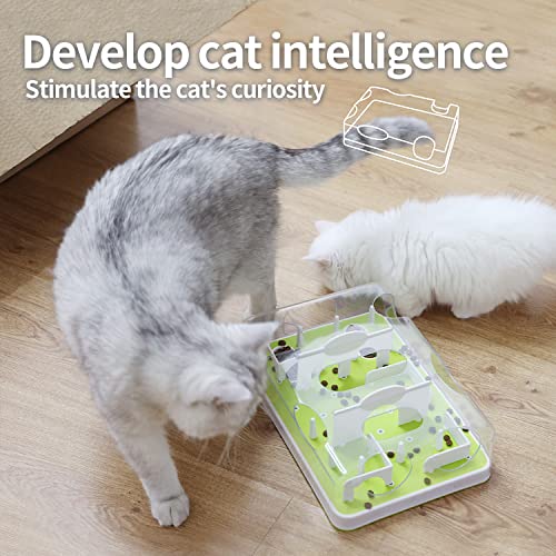 All For Paws Interactive Puzzle Cat Feeder, Treat Game Maze Toy Cat Brain Stimulation Toys Slow Feeder For Indoor Cats #TOP3