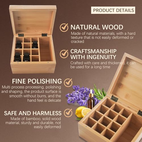 Caja de almacenamiento de madera para 13 botellas de aceites esenciales 4