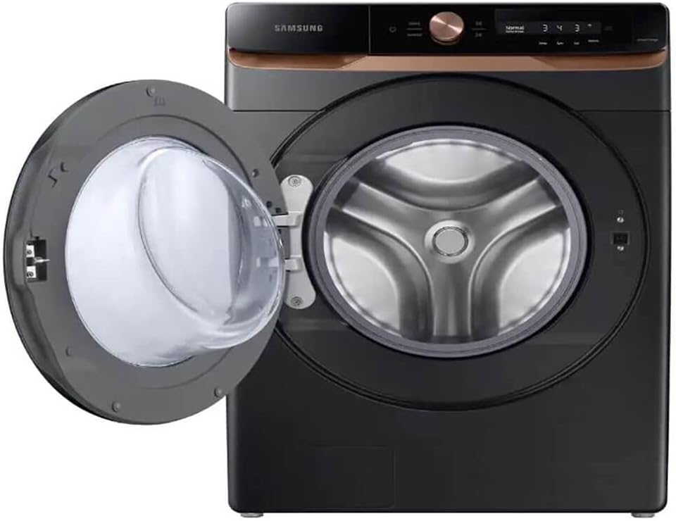 SAMSUNG 4.6 Cu Ft AI Smart Dial Front Load Washer, Large Capacity Machine, Stackable for Small Spaces, 28 Min Super Speed Clothes Washing, Energy Star Certified, WF46BG6500AVUS, Brushed Black
