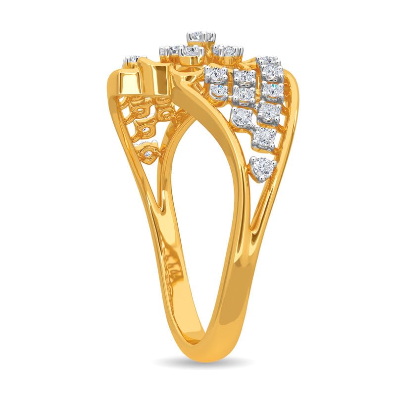Image of KISNA 14k / 18k Real Gold & Diamond Ring | Diwali, Rakhi Rakshabandhan Gift for Sister /Bhabhi /Women | With Certificate of Authenticity & BIS-Hallmarked Gold Jewellery | Elsie Ring