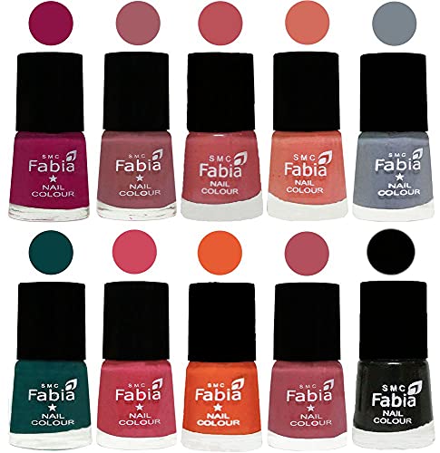 Image of ALL IN ONE (PACK OF 10), Long Lasting Glossy Nail Polish, 6 ml Each, All Vibrant Colours,01973