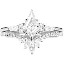 1-3Ct Kite Cut Moissanite Engagement Ring Set for Women, Bridal Wedding Ring Sets Sterling Silver/10K/14K/18K, Moissanite Promise Rings Anniversary Birthday Gifts for Her Wife