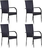 Vista 11 de 2 sillas de comedor de ratán para patio, sillas de patio apilables para exteriores, ratán de polietileno con reposabrazos y marco de acero, juego