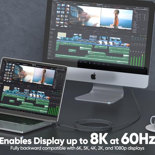 DteeDck USB 4 Cable 6ft for Thunderbolt 4, USB4 40Gbps High Speed Data Transfer, 8K@60Hz /4K@120Hz Display 240W Charging USB C Data Cables for Thunderbolt 4 Thunderbolt 3 USB-C Devices by DteeDck - Image 3