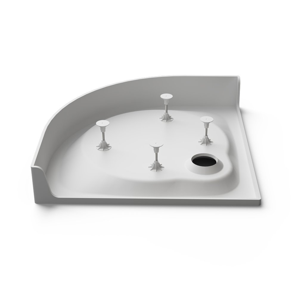 Plato de ducha, círculo cuarto 80 x 80 cm | Nordona® SIMPLEX PLUS | Set completo que incluye sifón Viega Tempoplex | construcción sólida y de gran calidad