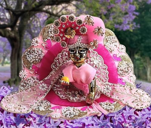 Image of Partish Laddu Gopal Heavy Poshak Size 1 l Ladoo Gopal Dress l Bal Gopal l Kanha Ji Thakur Ji Net Dress (Pink)