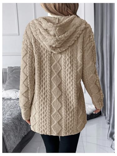 SOLY HUX Women's Open Front Fleece Jacket Fuzzy Hooded Long Sleeve Cardigan Winter Coat Casual Outerwear2
