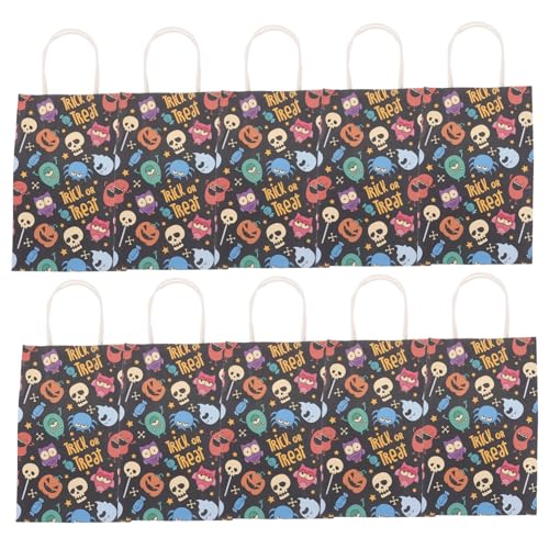 FRCOLOR 10 Piezas Bolsa de papel de de Halloween fiesta halloween chucherias bag bolsa de asas de halloween bolsa de dulces bolsa de de fiesta bolsas de fiesta