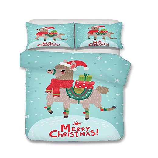 Fansu Juego de Ropa de Cama, 3 Piezas Funda de Edredón con Cremallera 3D Navidad Diseño de Impresión Funda de Edredón*1pcs, Funda de Almohada*2pcs (Bufanda,260 * 220cm)
