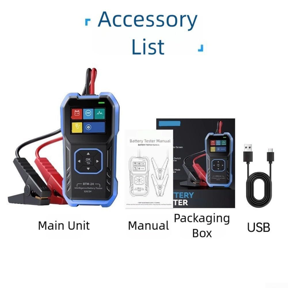 Auto per batteria Tester BTM-24 12V/24V, Voltmetro Digitale Capacità Tester 2,4 pollici Display LCD, con Protezione da Inversione di Polarità da Sovratensione