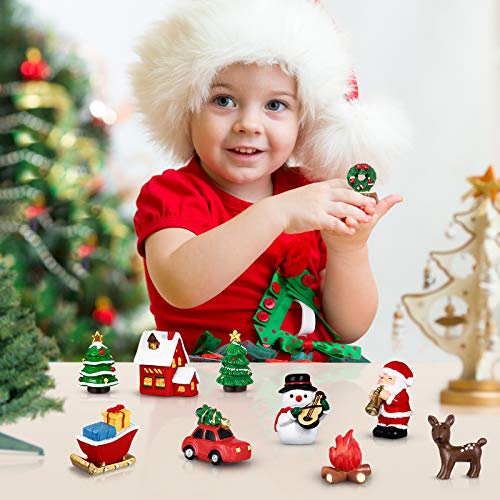 image for Unomor 19PCS Christmas Miniature Figurines Kit with Santa Claus, Snowm