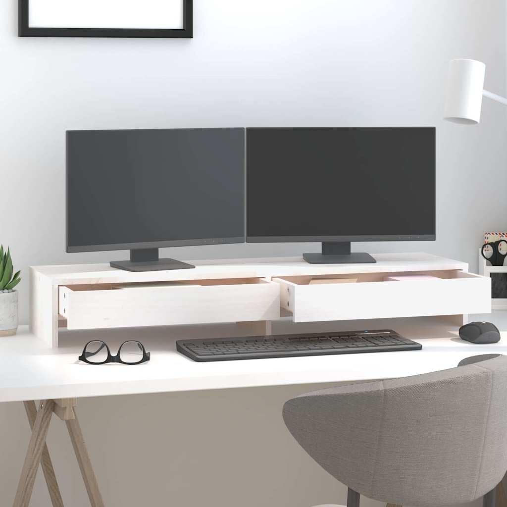 Soporte para monitor de madera de pino con cajones