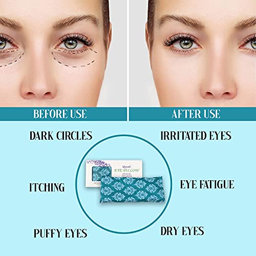 Eye Pillow Filled With Real Dried Lavender Flowers & Organic Flax Seed For Relaxation, Sleeping, Spa, Hot & Cold Therapy, Yoga Eye Pillow With Free Eye Wash Cup (10-15Ml Volume) | Size- 9" X 4.13" #TOP6