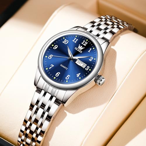 Image of OLEVS Luxury Ladies Watches,Women's Watch with Day and Date,Female Watch for Small Wrist,Gold Stainless Steel Watches for Women,Easy Read Ladies Wrist Watches Waterproof（Adjustable Strap